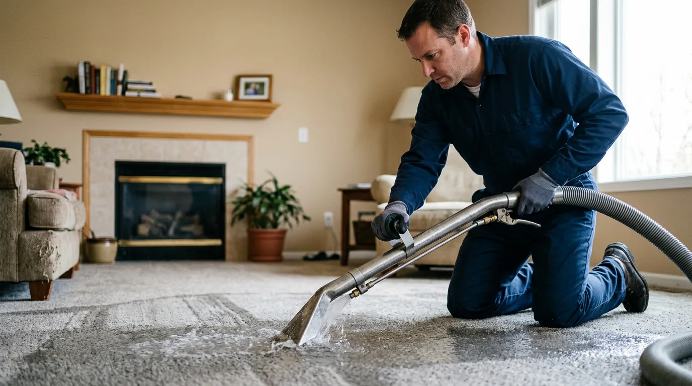 Water damage restoration technician working near Baytown, TX